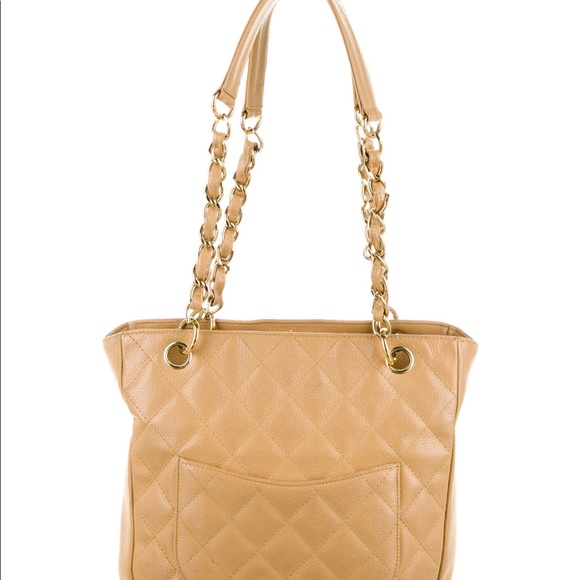 Authentic Chanel Quilted Caviar Leather Petit Shopping Tote - *SOLD* - Picture 4 of 7